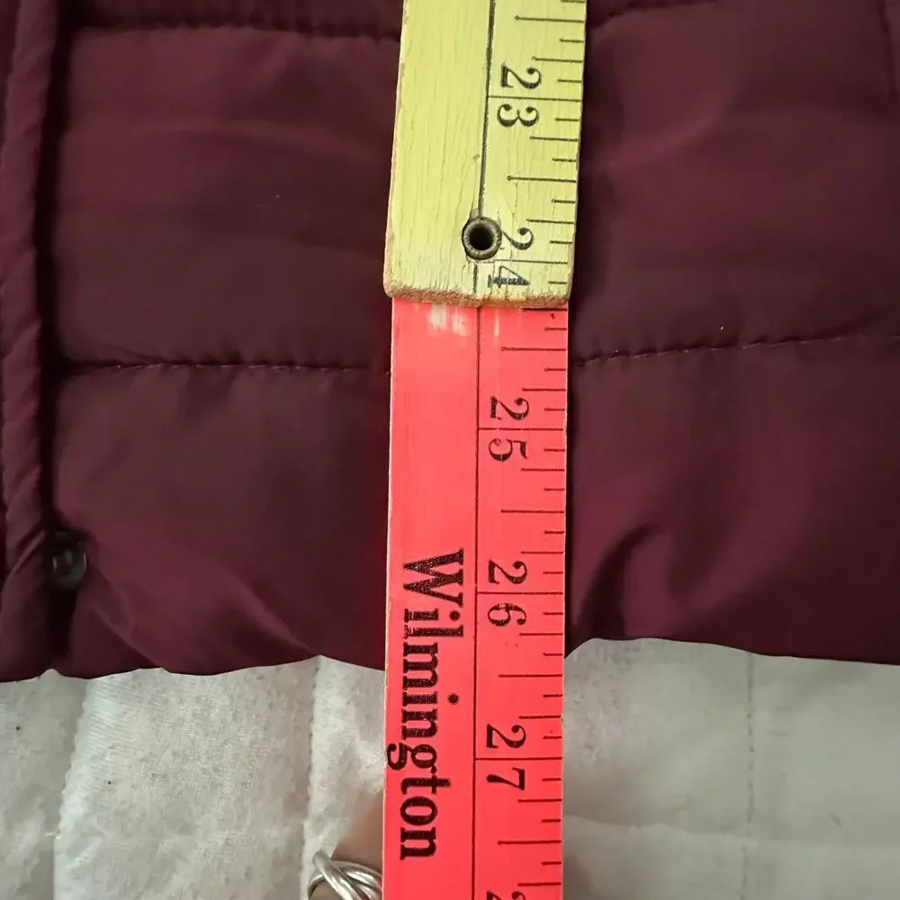 Abercrombie Kids Puffer Coat 13/14 Burgundy Hooded Faux Fur Trim Sherpa Parka